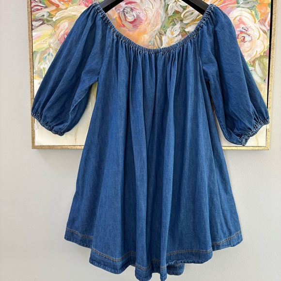 Free People Daydream Denim Tunic Off Shoulder Mini Dress Blue Size M - Picture 9 of 12